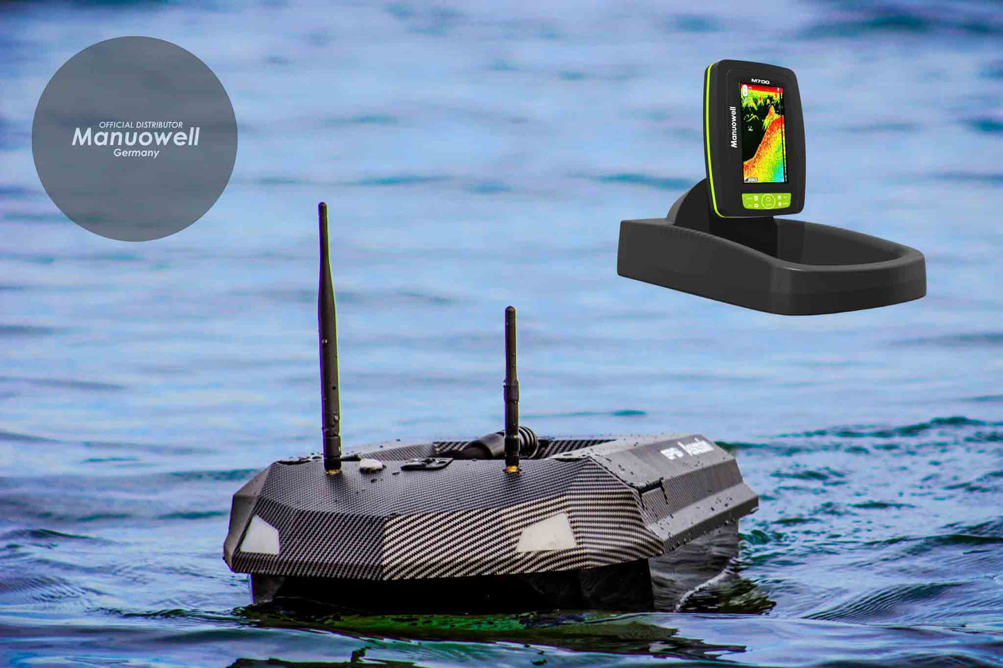 Manuowell Assassin Futterboot mit GPS Autopilot und Echolot.